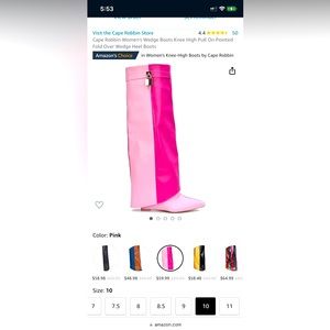 Pink 2 tone knee boots. Size 10.